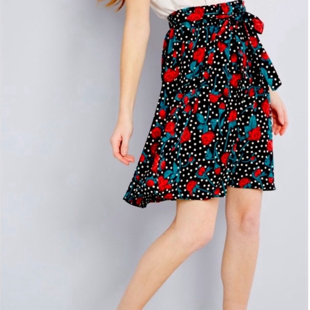 ModCloth Twirl Through Town Belted A-Line Skirt